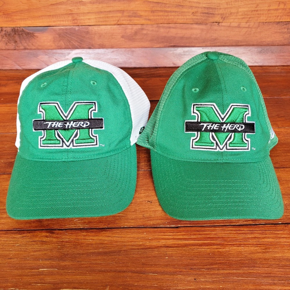 Nike‎ Marshall Thundering Herd Hat Cap Fitted M/L Green Player Exclusive New